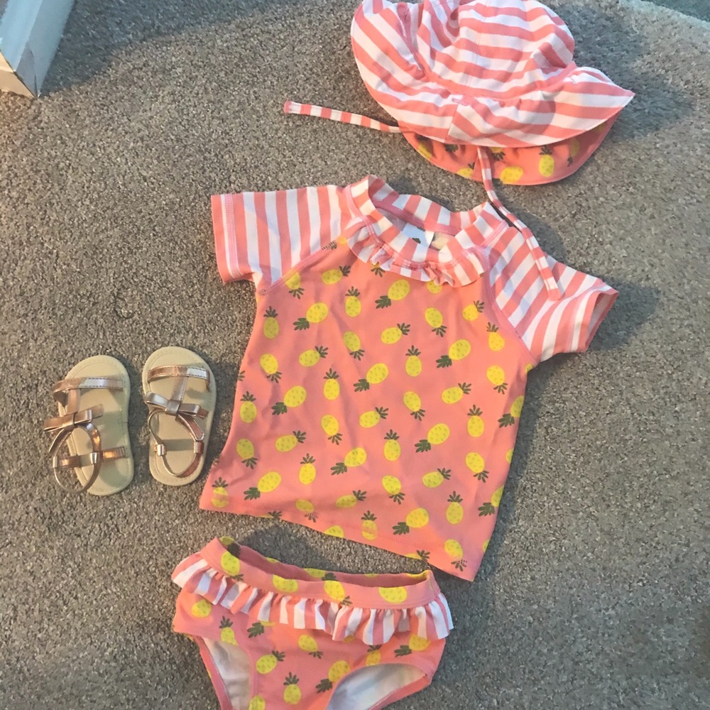 Tucker + Tate pineapple baby swimsuit set 12M